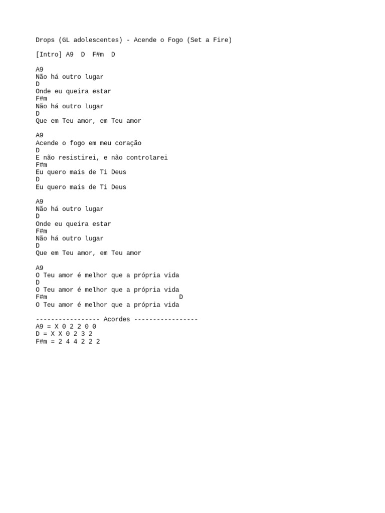 Acende o Fogo - Letra e Acordes | PDF