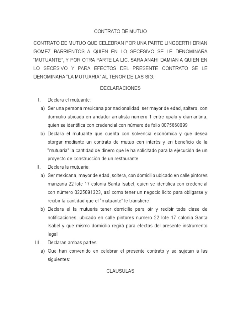 Contrato De Mutuo Pdf – EL CONTRATO DE MUTUO – LTGCJ
