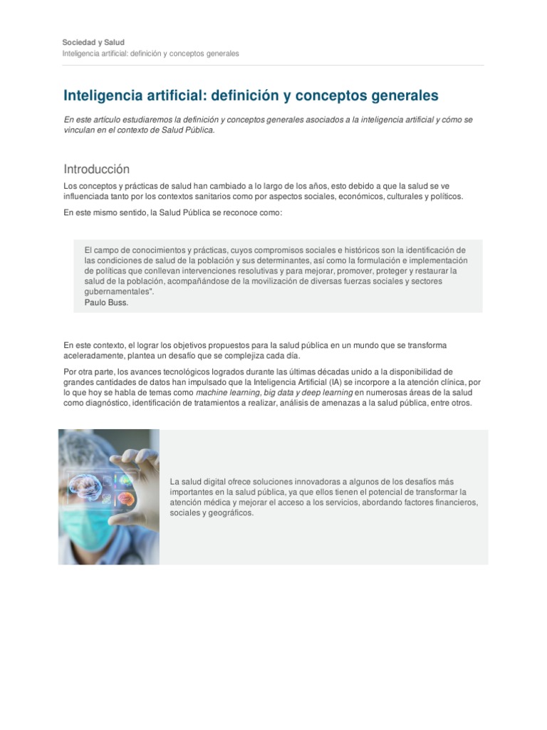 IA en Salud Pública: Conceptos Clave | PDF | Inteligencia artificial ...
