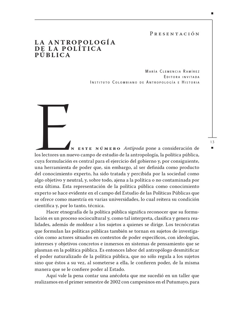 La Antropologia de La Politica Publica PDF