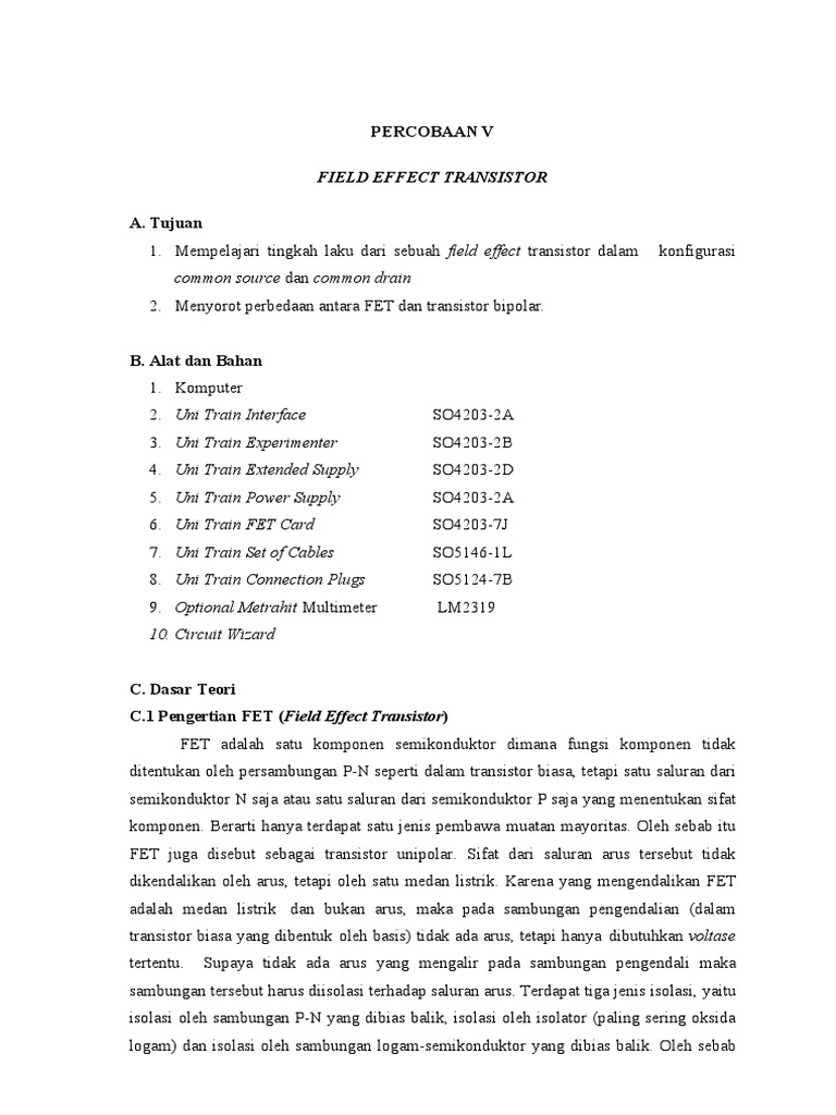 Percobaan V Common Source Dan Common Drain PDF