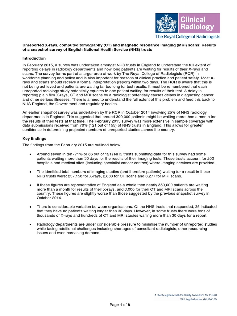 NHS Imaging Reporting Delays Survey Results | PDF | Radiology | Medical ...