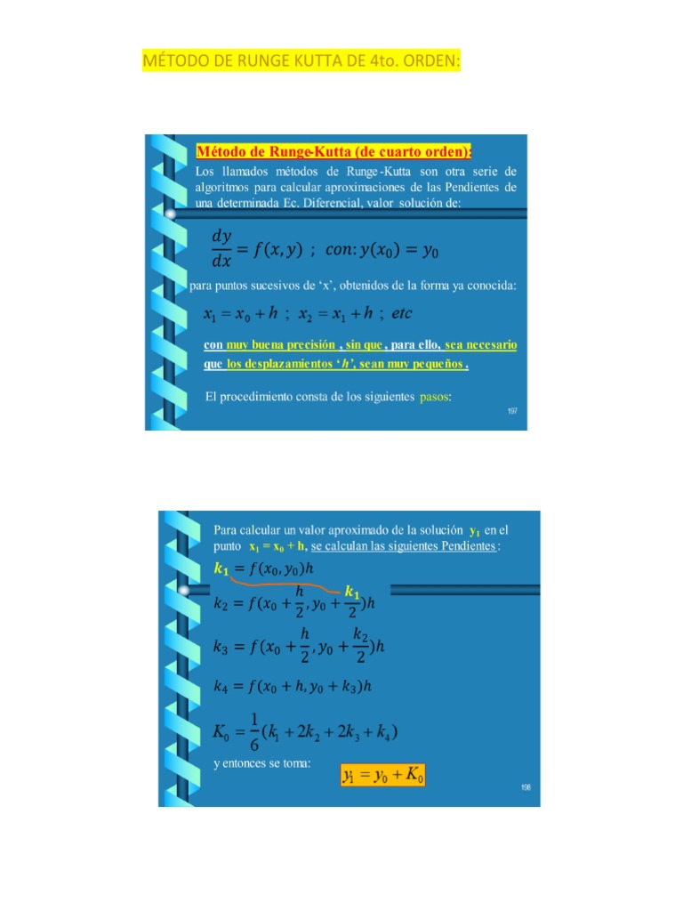PROCEDIMIENTO DEL MÉTODO DE RUNGE KUTTA DE 4to PDF