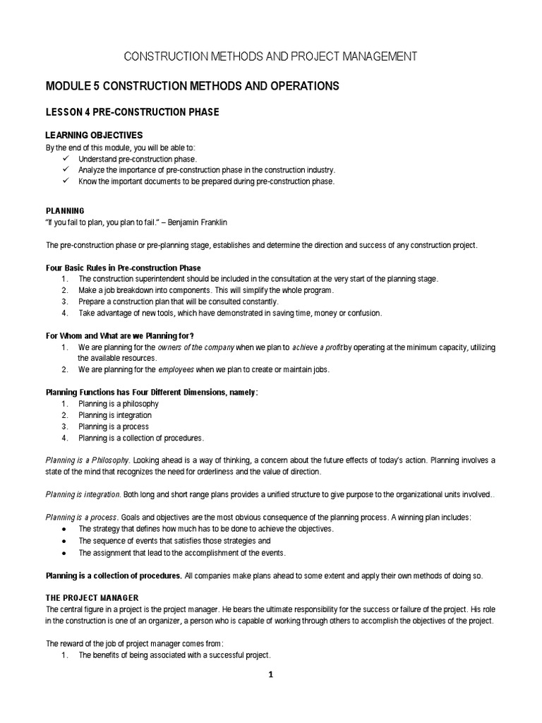 Pre-Construction Planning Essentials | PDF | Concrete | Masonry