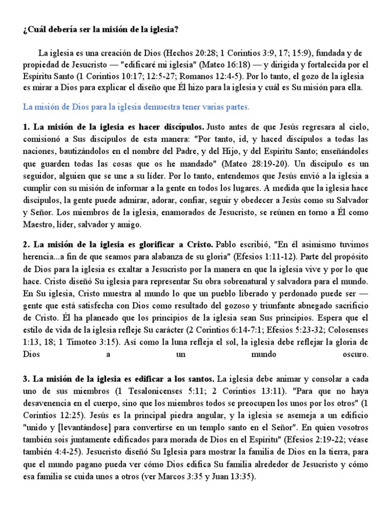 Misión de la Iglesia: Discipular y Glorificar | PDF | Iglesia cristiana ...