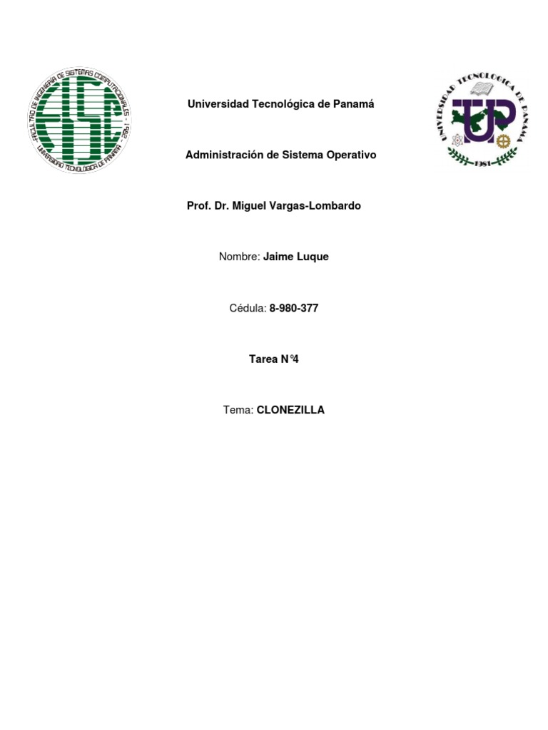 Tarea 4 informe clonezilla jaime luque pdf sistema operativo
