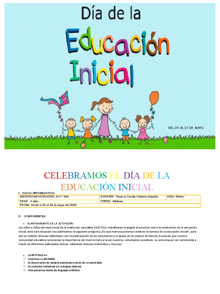 Proyecto Día de La Educ. Inicial | PDF | Educación de la primera infancia