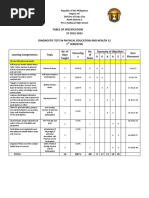 GRADE 12 TOS P E and Health 12