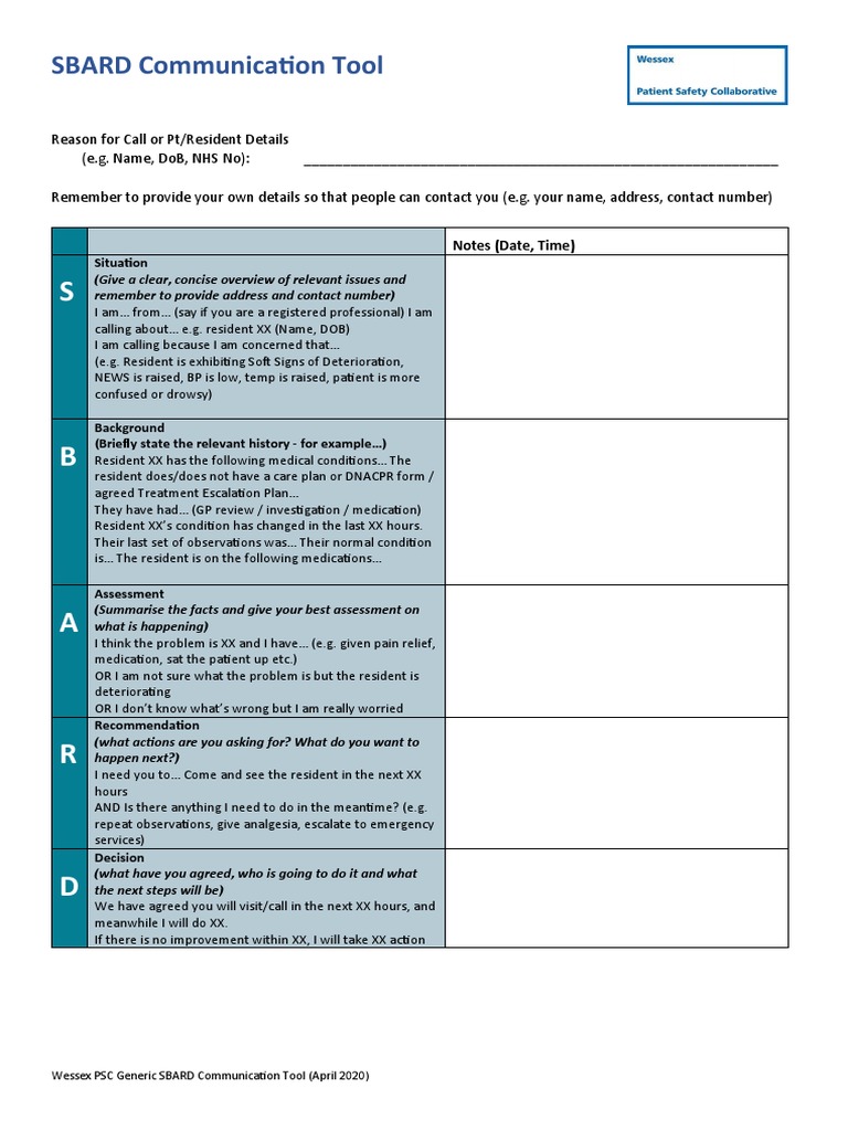 SBARD Communication Tool Overview | PDF