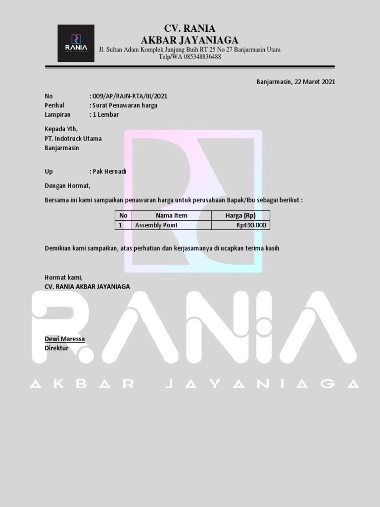 Surat penawaran assembly point pdf