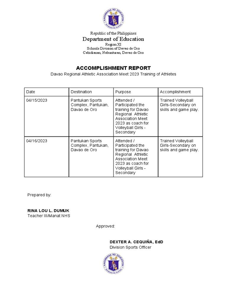 Accomplishment Report | Download Free PDF | Social Institutions