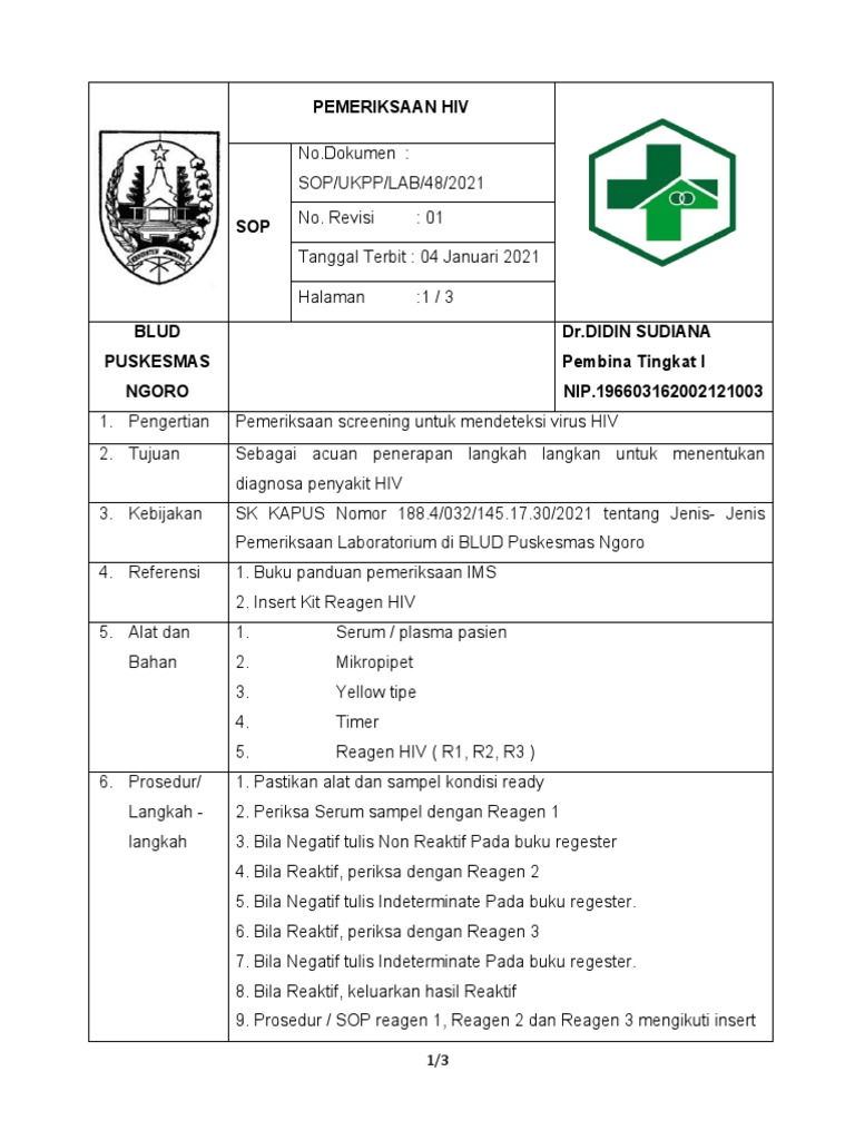 Sop Pemeriksaan Hiv Pdf