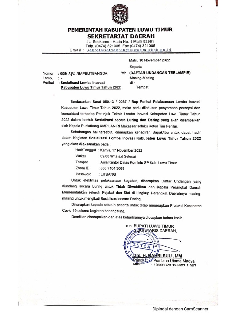 Undangan Rapat Inovasi | PDF