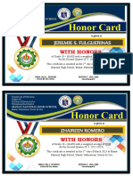 Honor Card 2022 2023