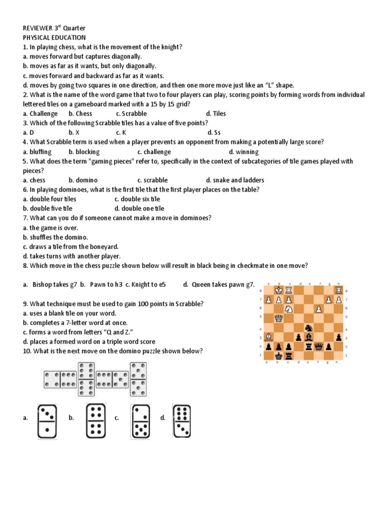CHESS - MAPEH 8 (Physical Education 3rd Quarter)