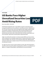 US Banks Face Higher Unrealized Securities Losses Amid Rising Rates