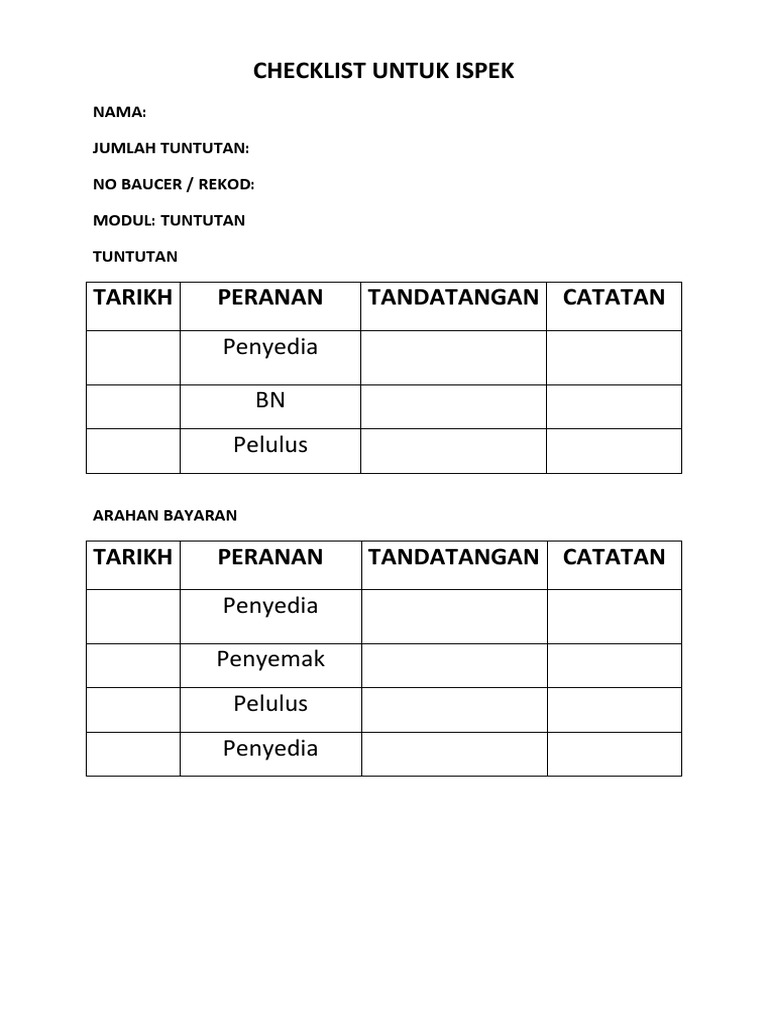 CHECKLIST UNTUK ISPEK | PDF