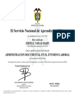 El Servicio Nacional de Aprendizaje SENA: Administracion Documental en El Entorno Laboral