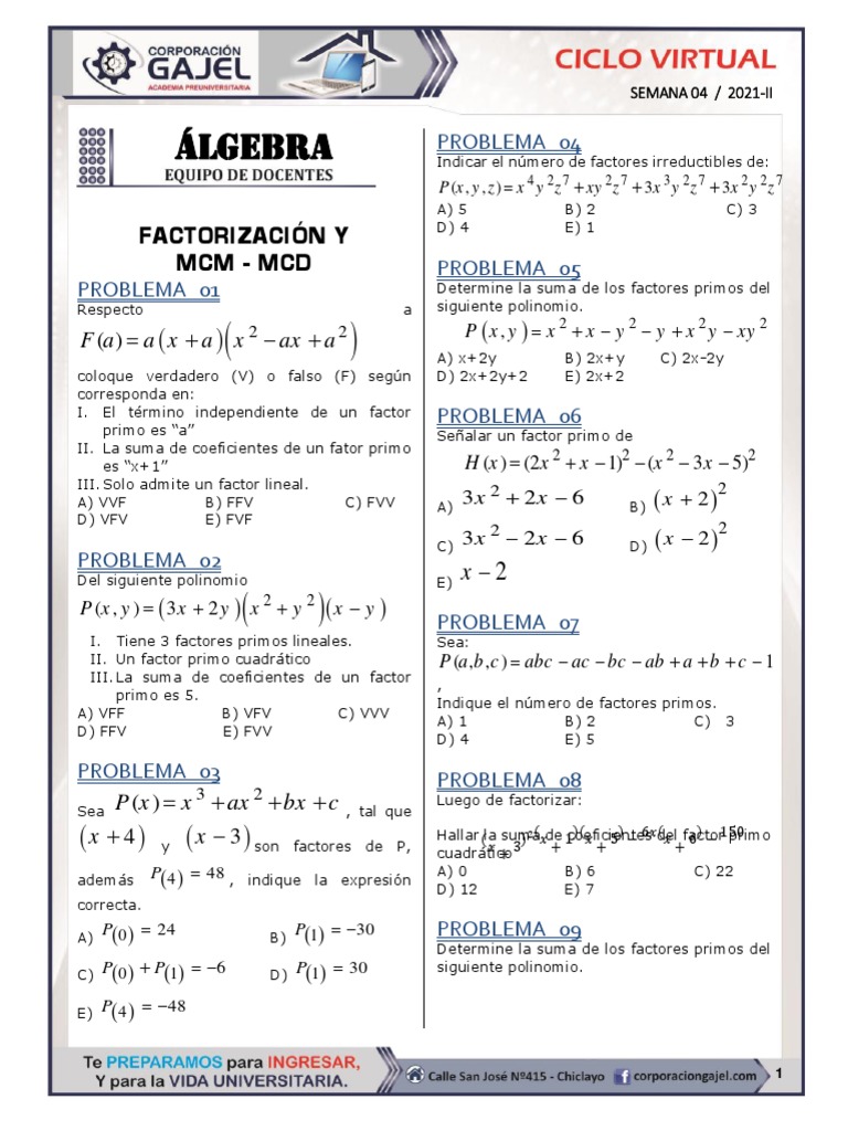 4 Factorizacion Pdf Factorización Aritmética