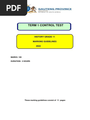 2022 GP HISTORY GRADE 11 TERM 1 TEST MARKING GUIDELINE