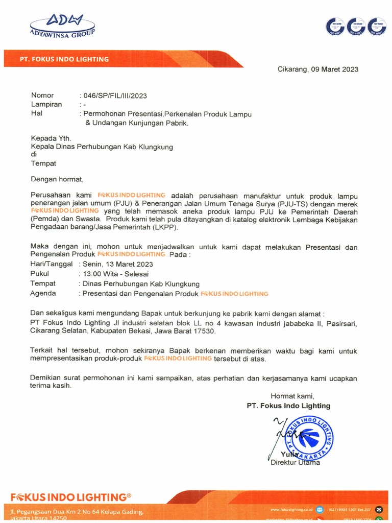 46 Surat Permohonan Presentasi Dishub Kab Klungkung | PDF