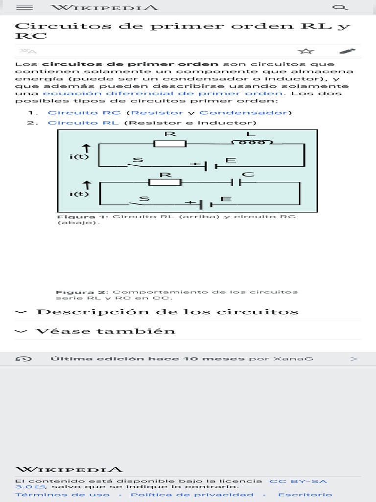 Circuitos de primer orden RL y RC - Wikipedia, la… | PDF