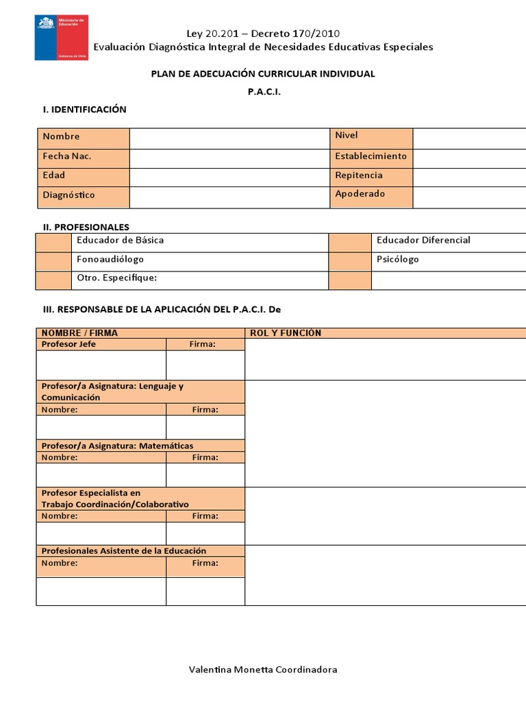 PACI | PDF | Aprendizaje | Evaluación