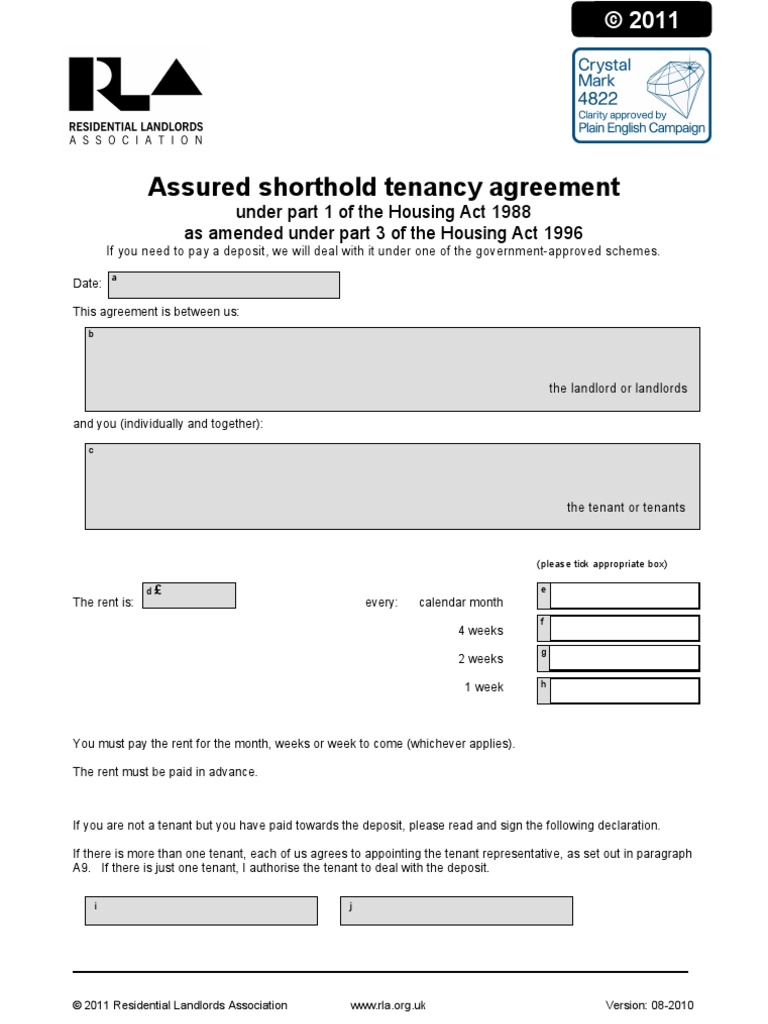 Assured Shorthold Tenancy Agreement | PDF | Leasehold Estate | Landlord