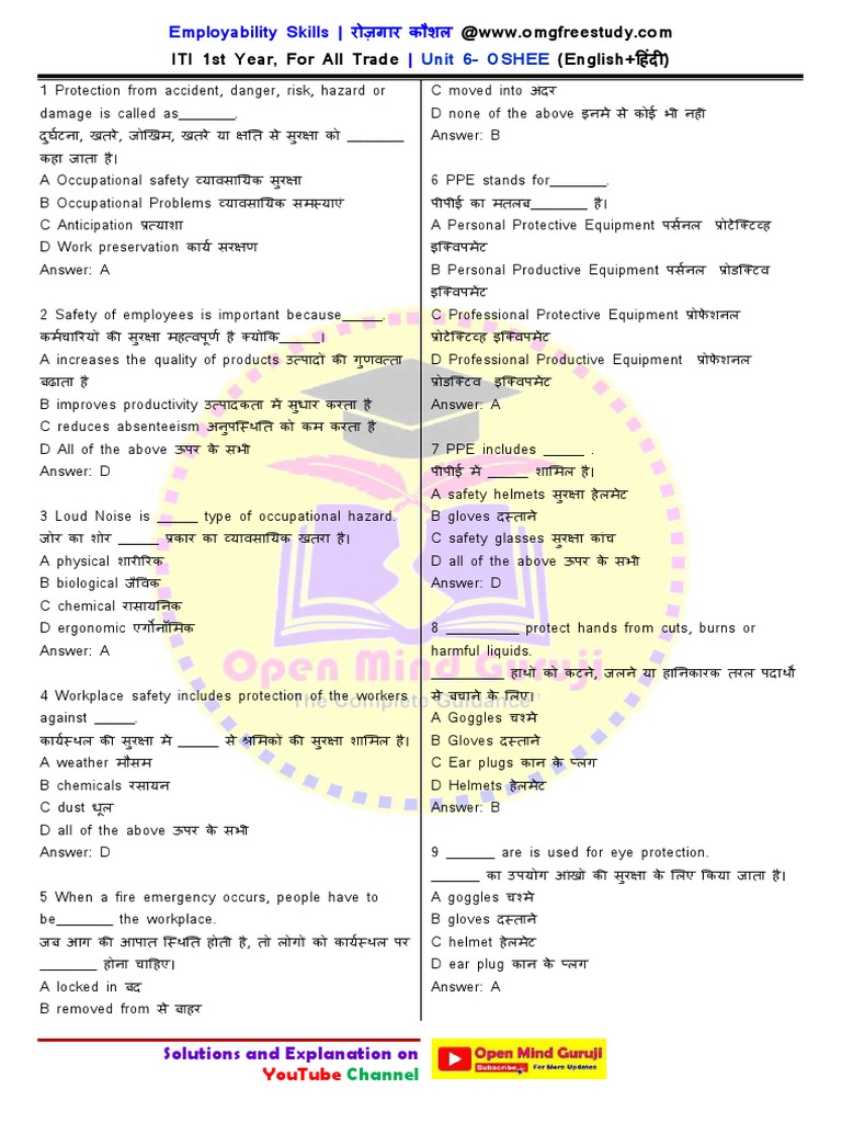 ITI 1st Year Employability Skill 2022 6 OSHEE EH Compressed | PDF