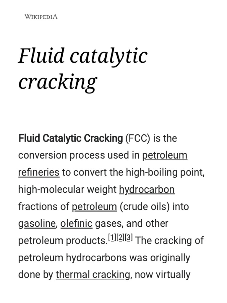 Fluid Catalytic Cracking Wikipedia PDF Cracking (Chemistry