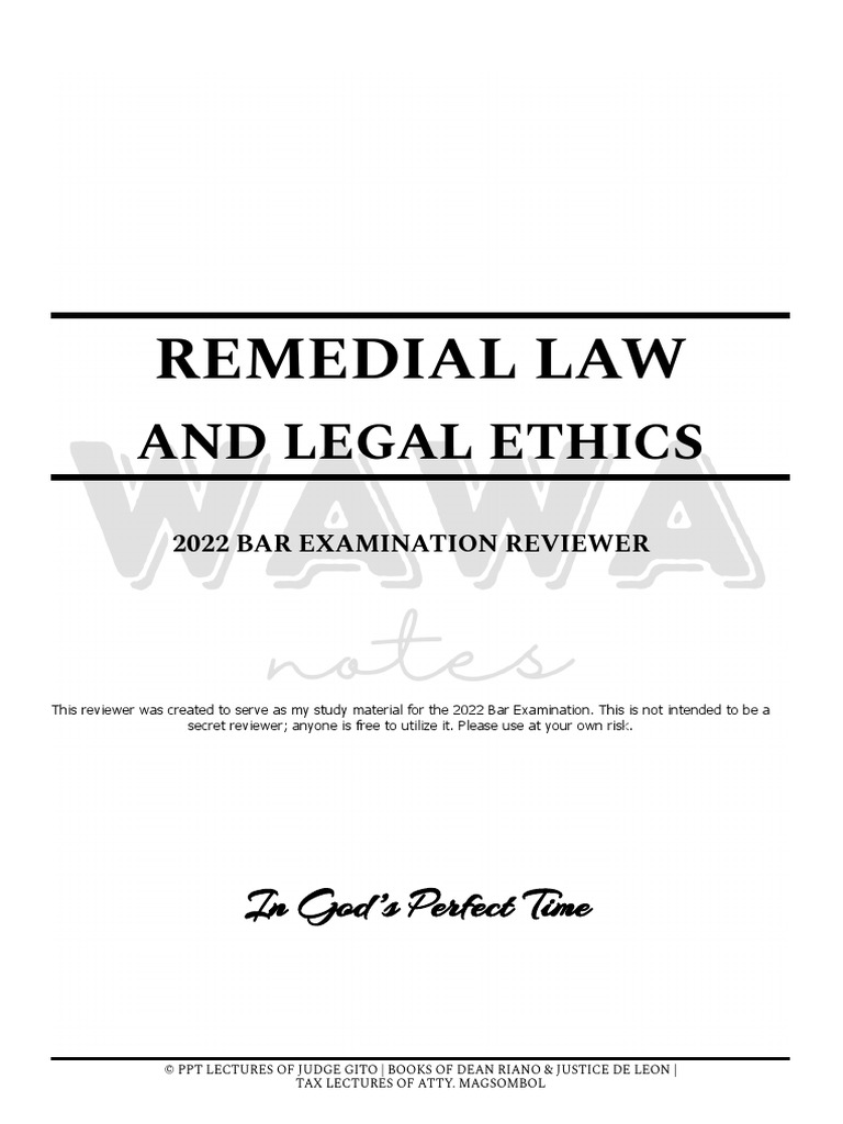 Remedial Law Bar Reviewer PDF In Rem Jurisdiction Jurisdiction