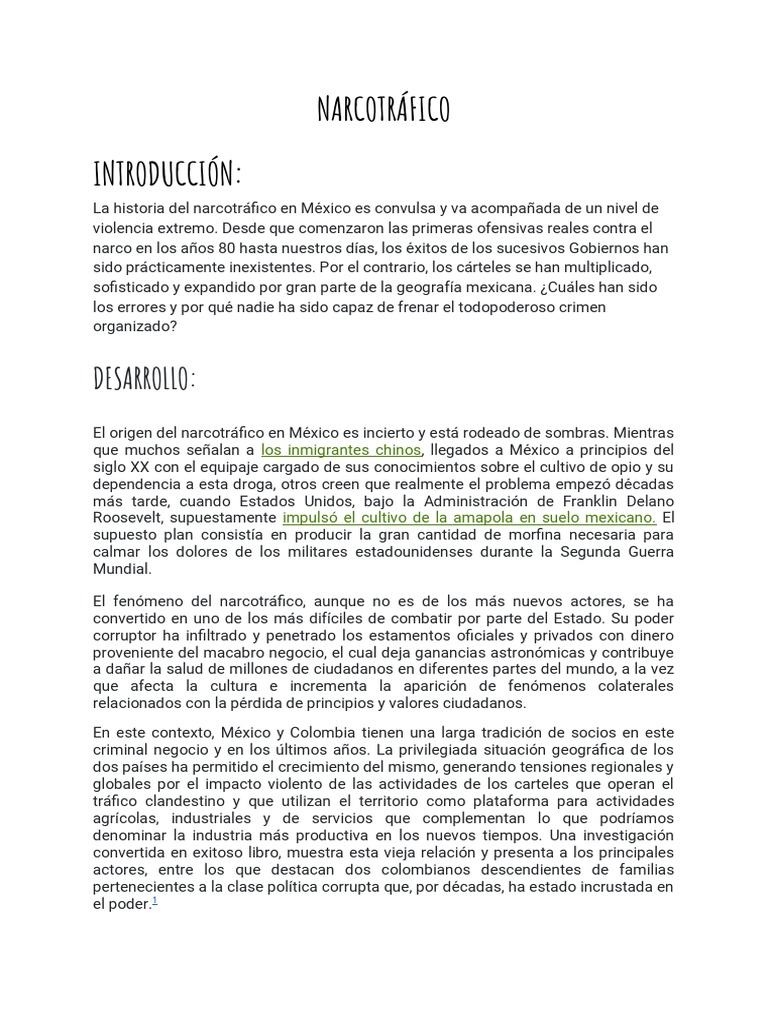 Historia del Narcotráfico en México | PDF | Comercio ilegal de drogas ...