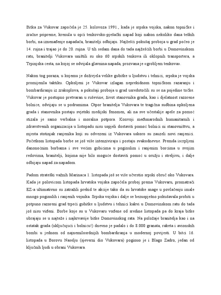 Bitka Za Vukovar Započela Je 25 PDF