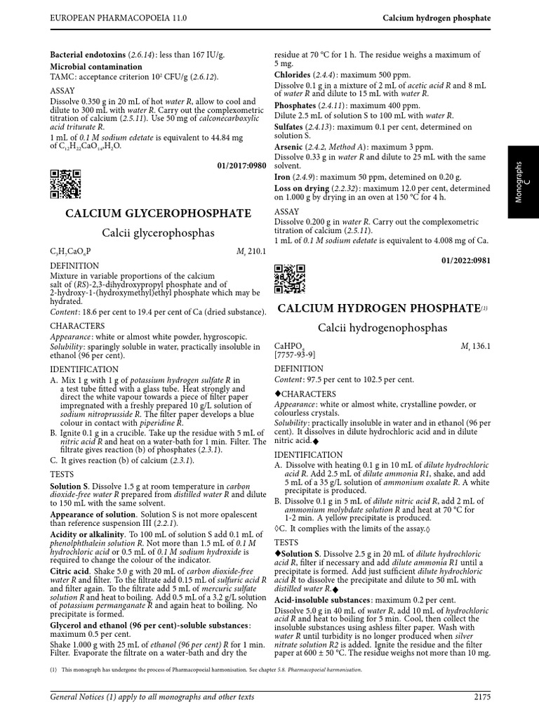Calcium Glycerophosphate Calcii Glycerophosphas PDF Solubility Acid
