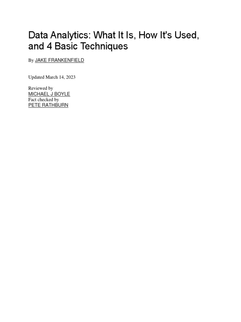 Data Analytics | PDF | Analytics | Data Analysis