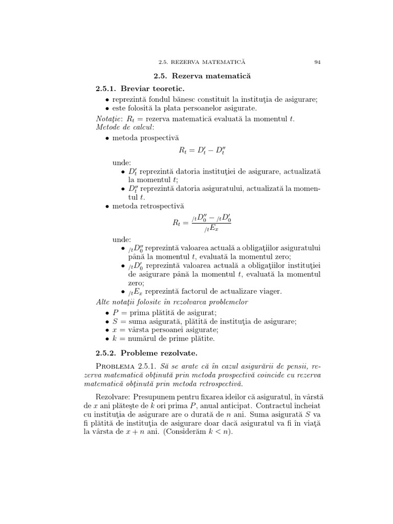 Despre Rezerva Matematica | PDF