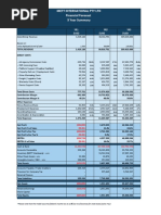 Mett International Pty LTD Financial Forecast 3 Year Summary