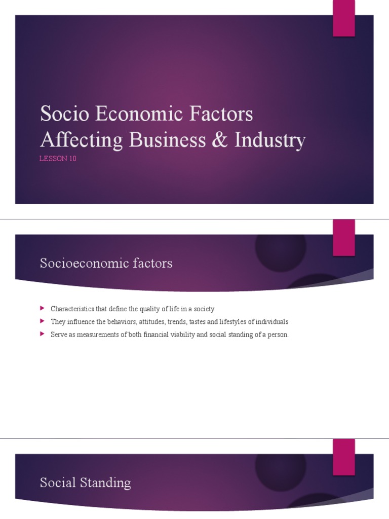 Econ Week 10 Socio Economic Factors Affecting Business Industry | PDF