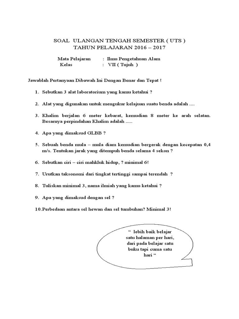 Memburu Soal Ulangan Tengah Semester Kelas 7 Semester 2: Strategi Jitu Raih Nilai Terbaik