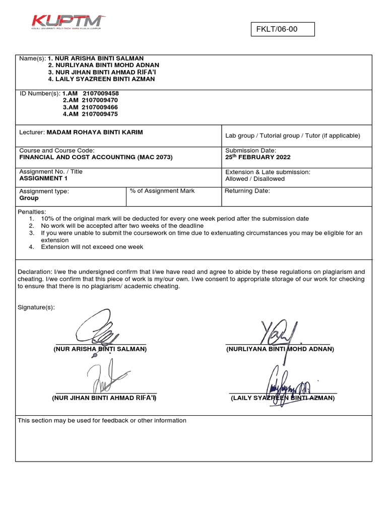 Financial Accounting Assignment | PDF | Cheque | Debits And Credits