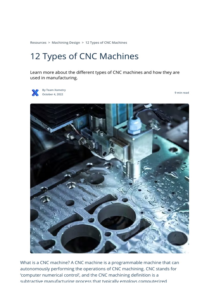 12 Types of CNC Machines | PDF | Numerical Control | Machining