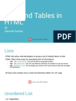 HTML Lists and Tables