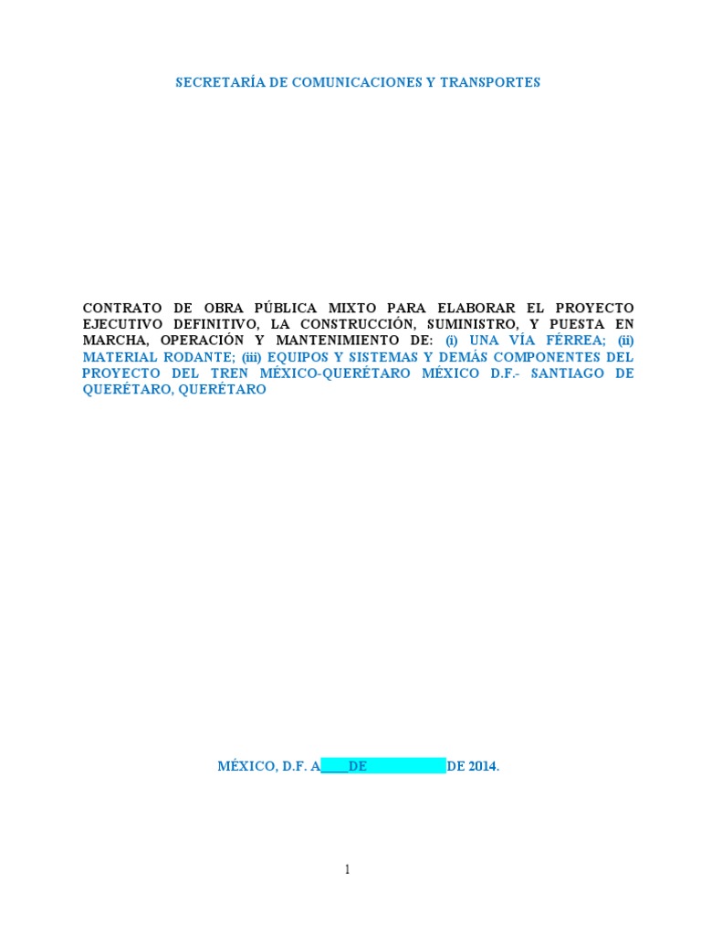 Contrato Mixto PDF Presupuesto México