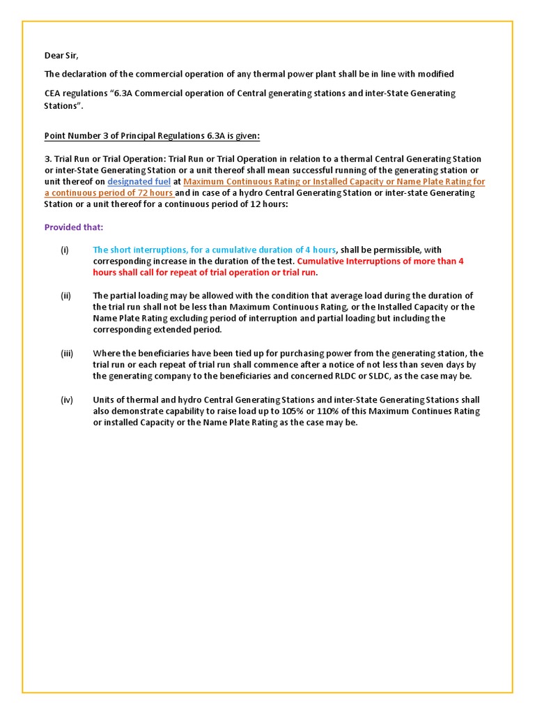 Commercial Operation Date in Power Plants | PDF