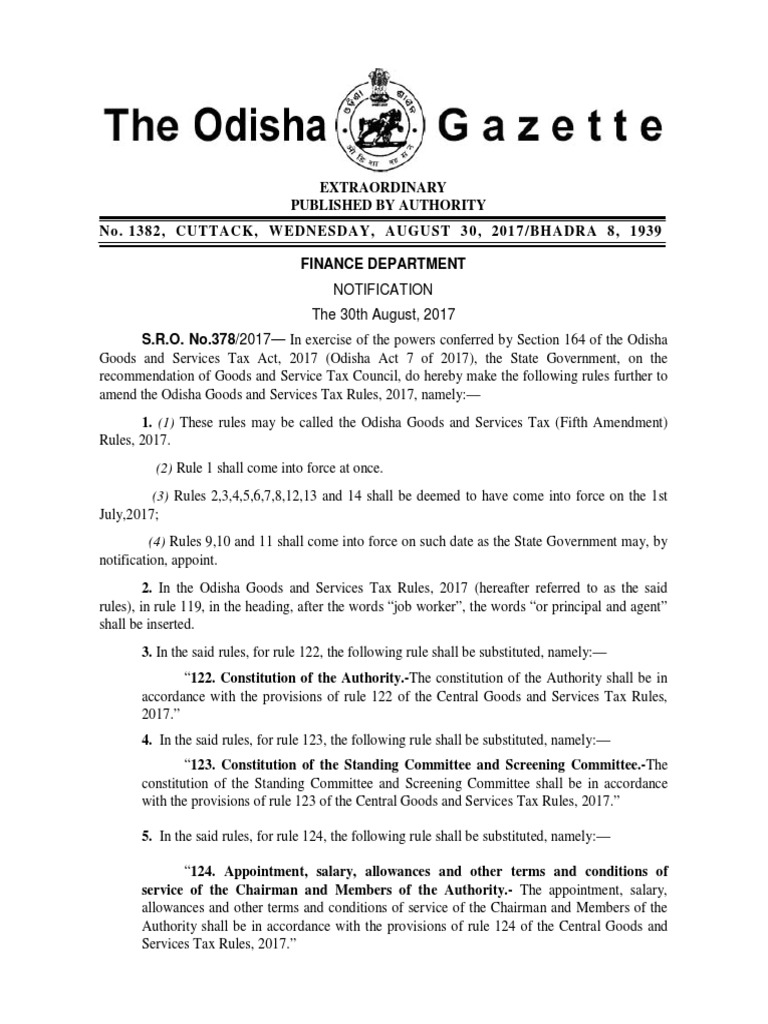 Gazette Notification25382 Rule 5thamd PDF Cereals Invoice