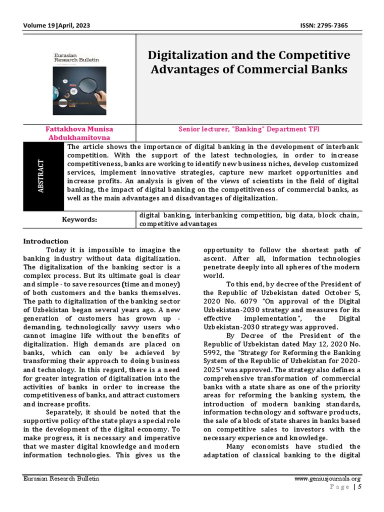 Digitalization and The Competitive Advantages of Commercial Banks | PDF