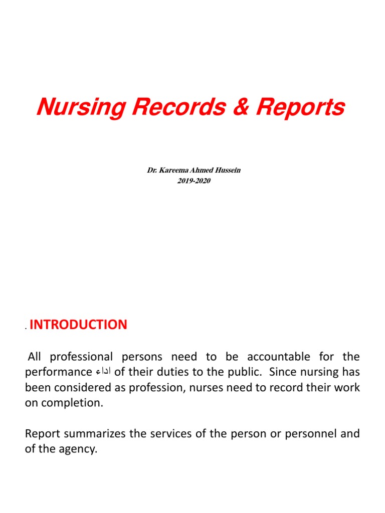Nursing Records & Reports Guide | PDF | Nursing | Medical Diagnosis