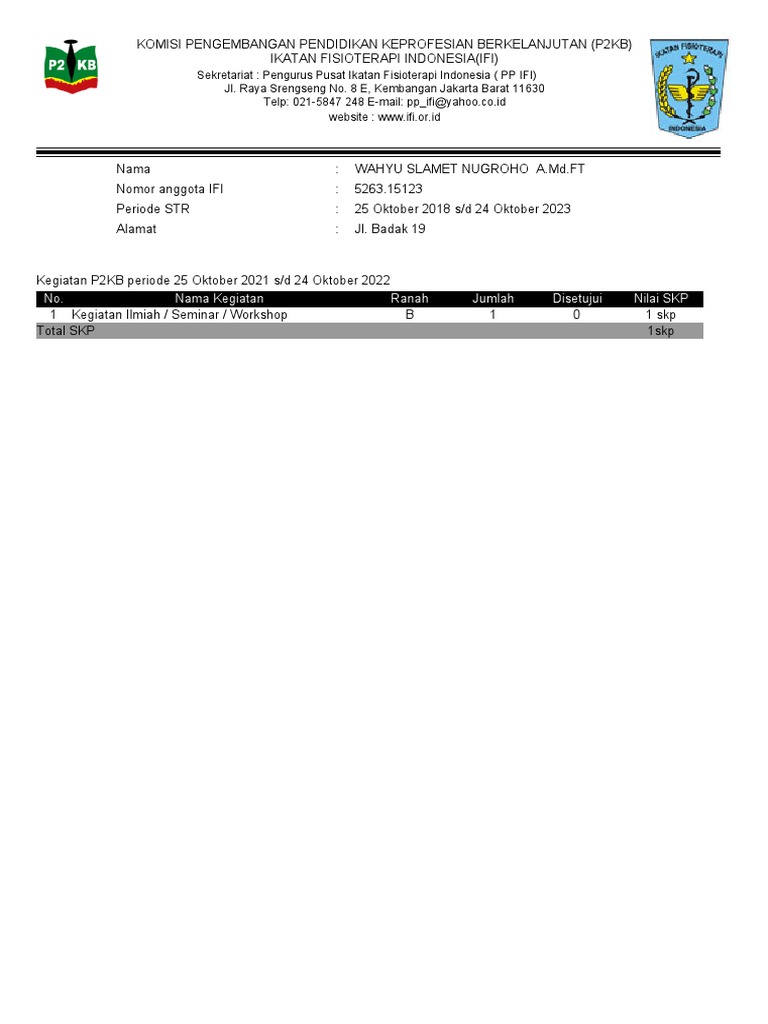 Kegiatan P2KB IFI 2021-2022 | PDF