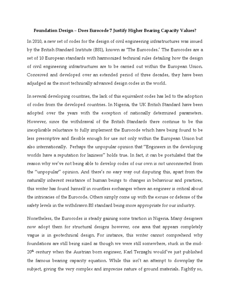 Foundation Sizing - Does Eurocode 7 Justify Higher Bearing Capacity ...