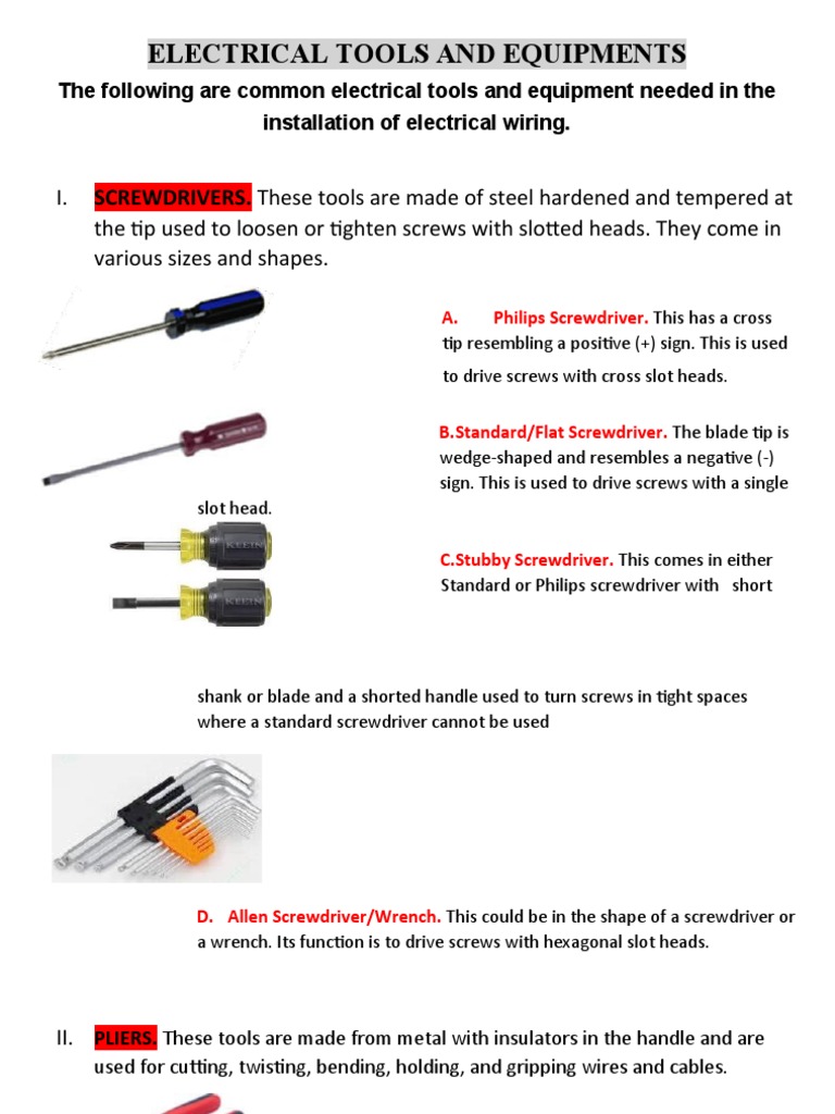 Essential Electrical Tools Overview | PDF | Building Engineering ...